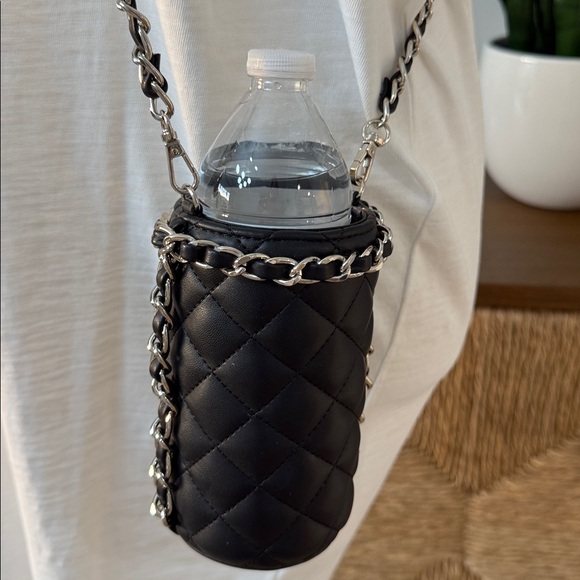 White House Black Market Quilted Black Chain Drink Holder - Picture 2 of 6